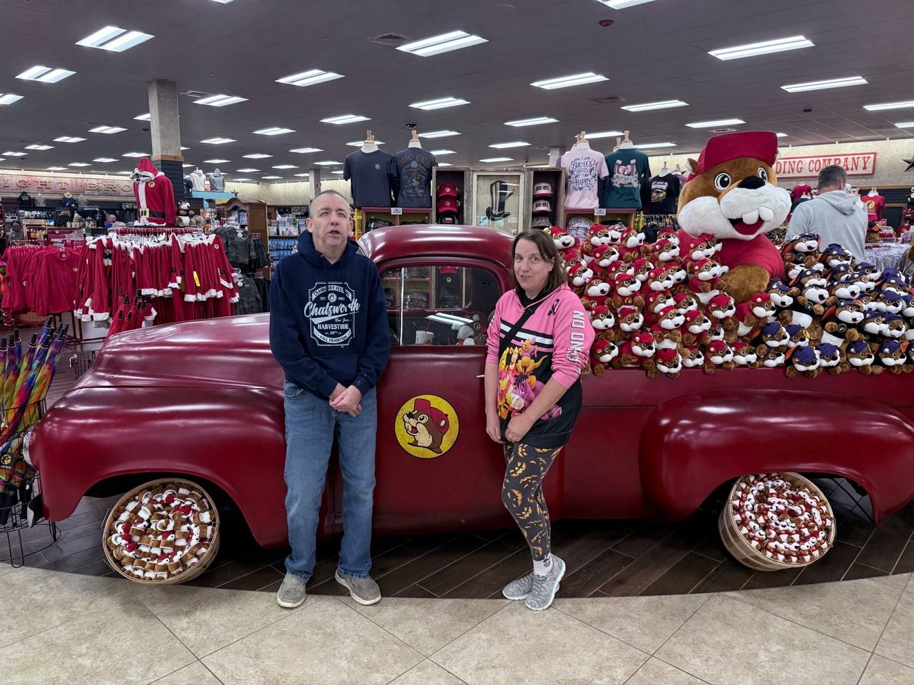 A large travel center stop on a travel day